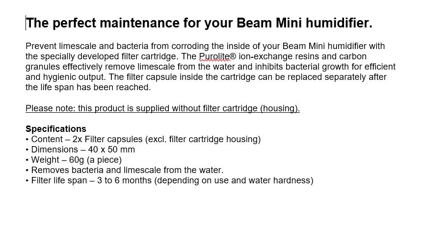Duux | Anti-calc & Antibacterial Filter Capsules (2x) | For Beam mini | White - Image 5