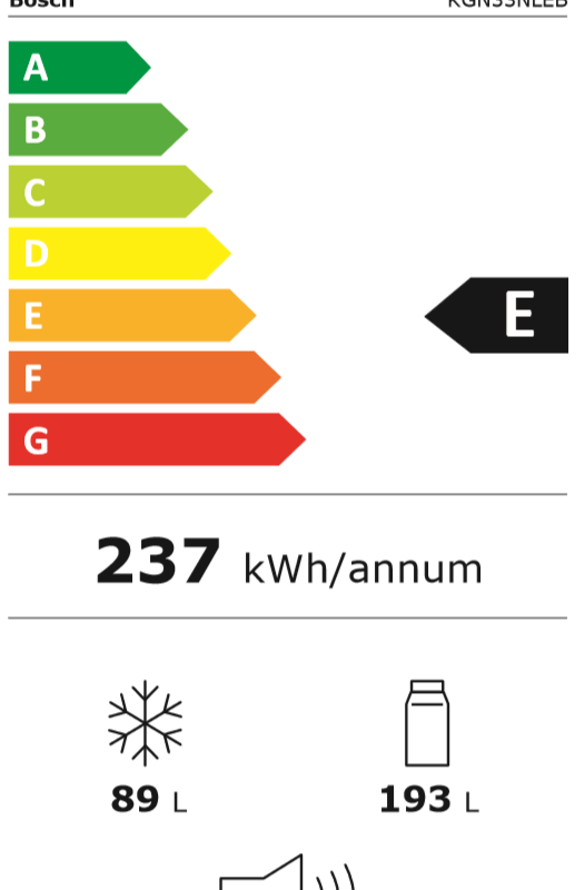 Bosch | Serie 2 Refrigerator | KGN33NLEB | Energy efficiency class E | Free standing | Combi | Height 176 cm | No Frost system | Fridge net capacity 193 L | Freezer net capacity 89 L | 42 dB | Stainless steel - Image 12
