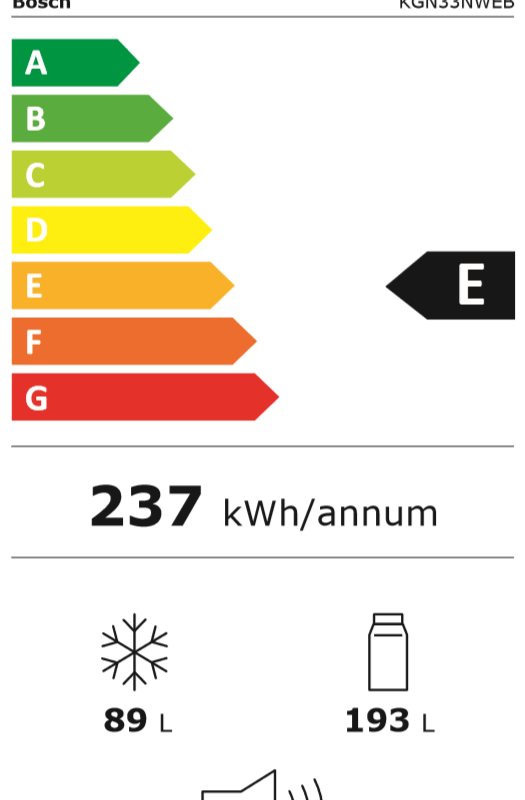 Bosch | Serie 2 Refrigerator | KGN33NWEB | Energy efficiency class E | Free standing | Combi | Height 176 cm | No Frost system | Fridge net capacity 193 L | Freezer net capacity 89 L | 42 dB | White - Image 11