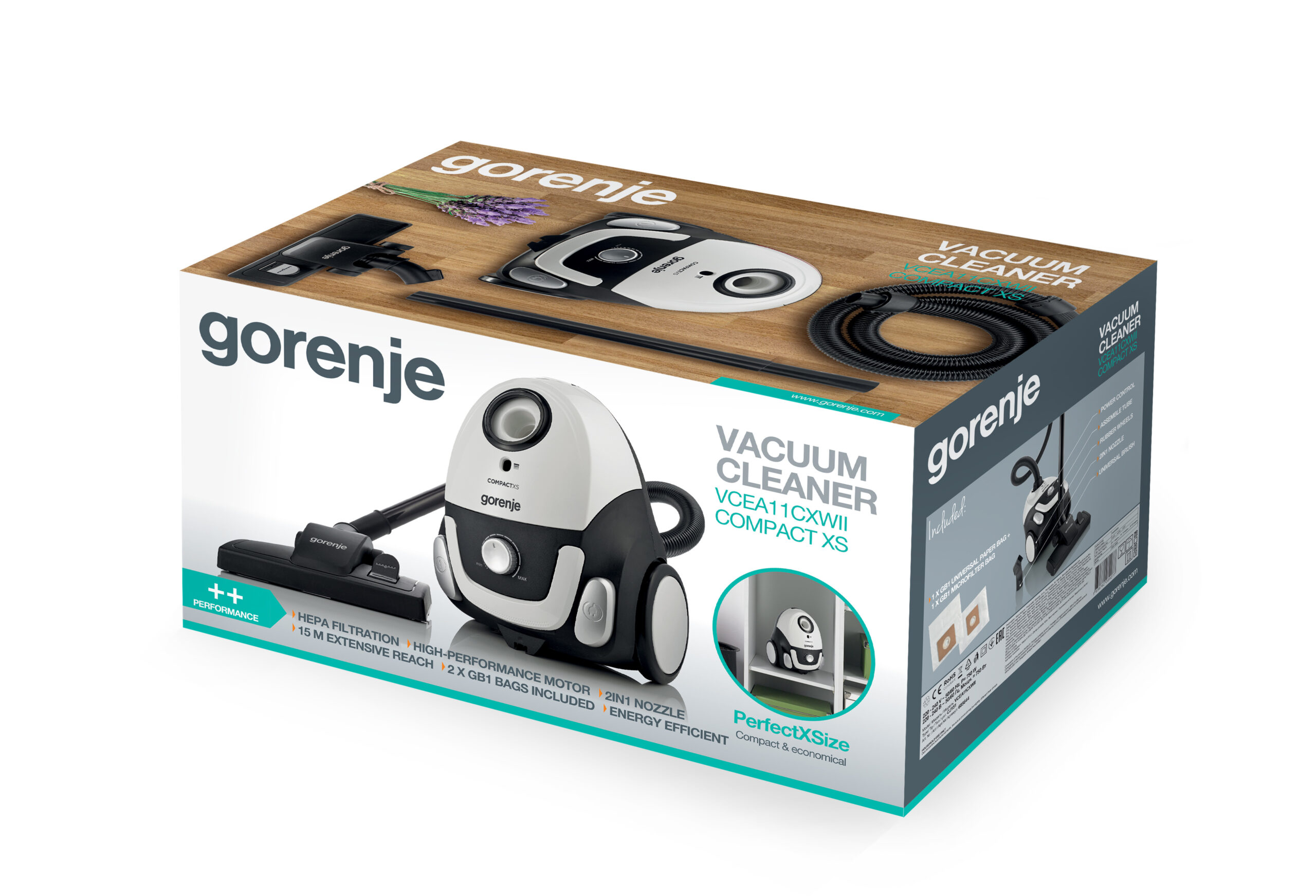 Gorenje | Vacuum cleaner | VCEA11CXWII | Bagged | 750 W | Operating radius 15 m | White - Image 5