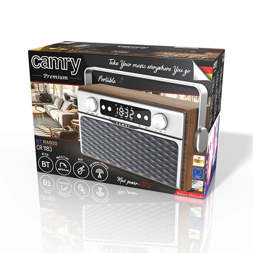 Camry | Bluetooth Radio | CR 1183 | 16 W | AUX in | Wooden - Image 8