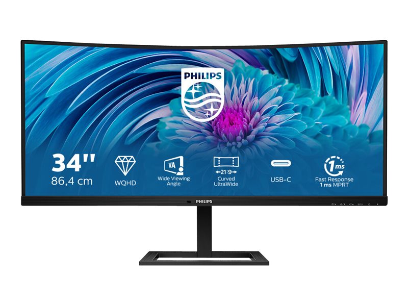 Philips | UltraWide LCD Monitor | 346E2CUAE | 34 " | VA | WQHD | 21:9 | 100 Hz | 4 ms | 3440 x 1440 | 300 cd/m² | HDMI ports quantity 1 | Black | Warranty 36 month(s) - Image 4