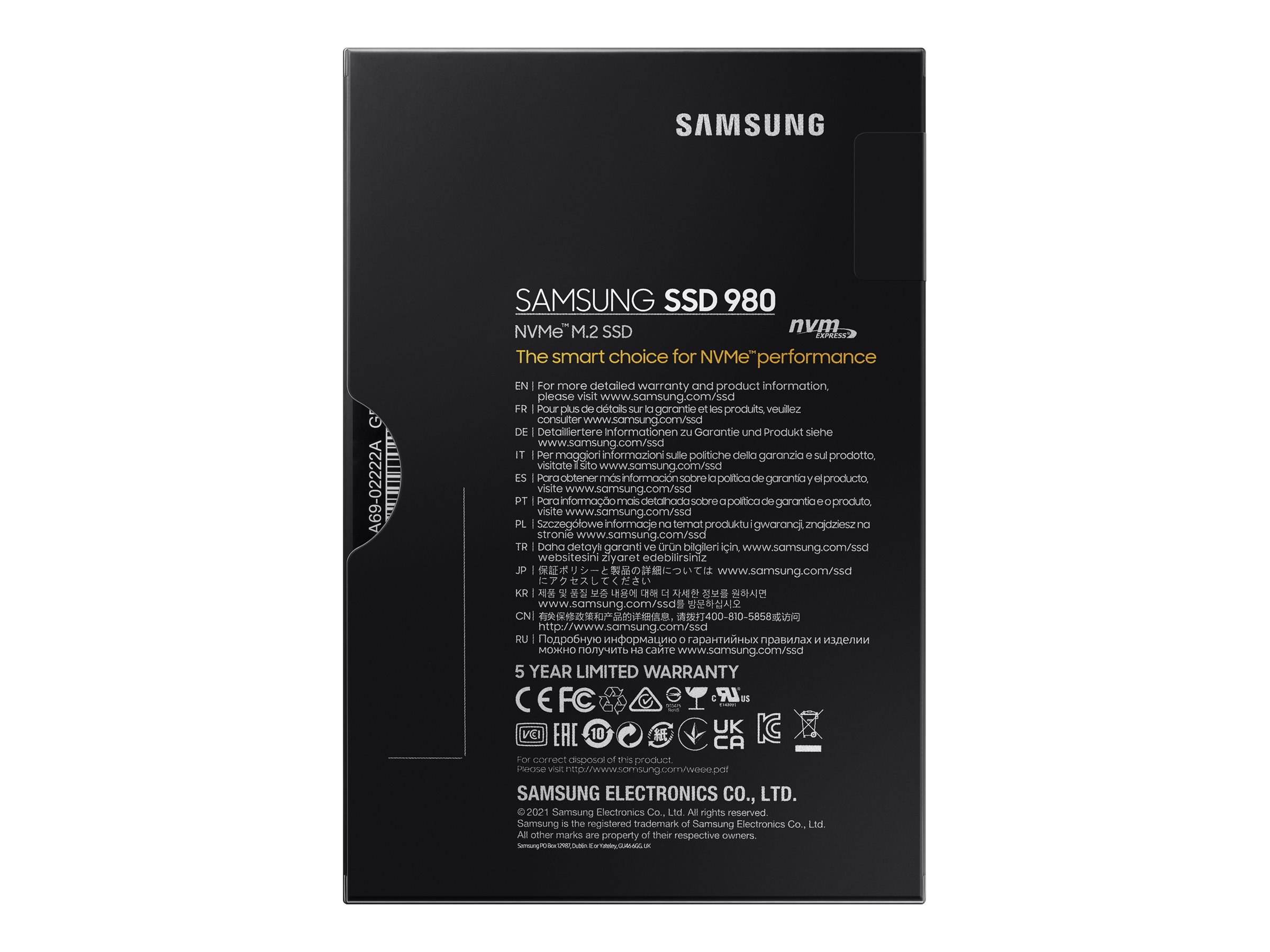 Samsung | V-NAND SSD | 980 | 500 GB | SSD form factor M.2 2280 | Solid-state drive interface M.2 NVME | Read speed 3500 MB/s | Write speed 3000 MB/s - Image 11