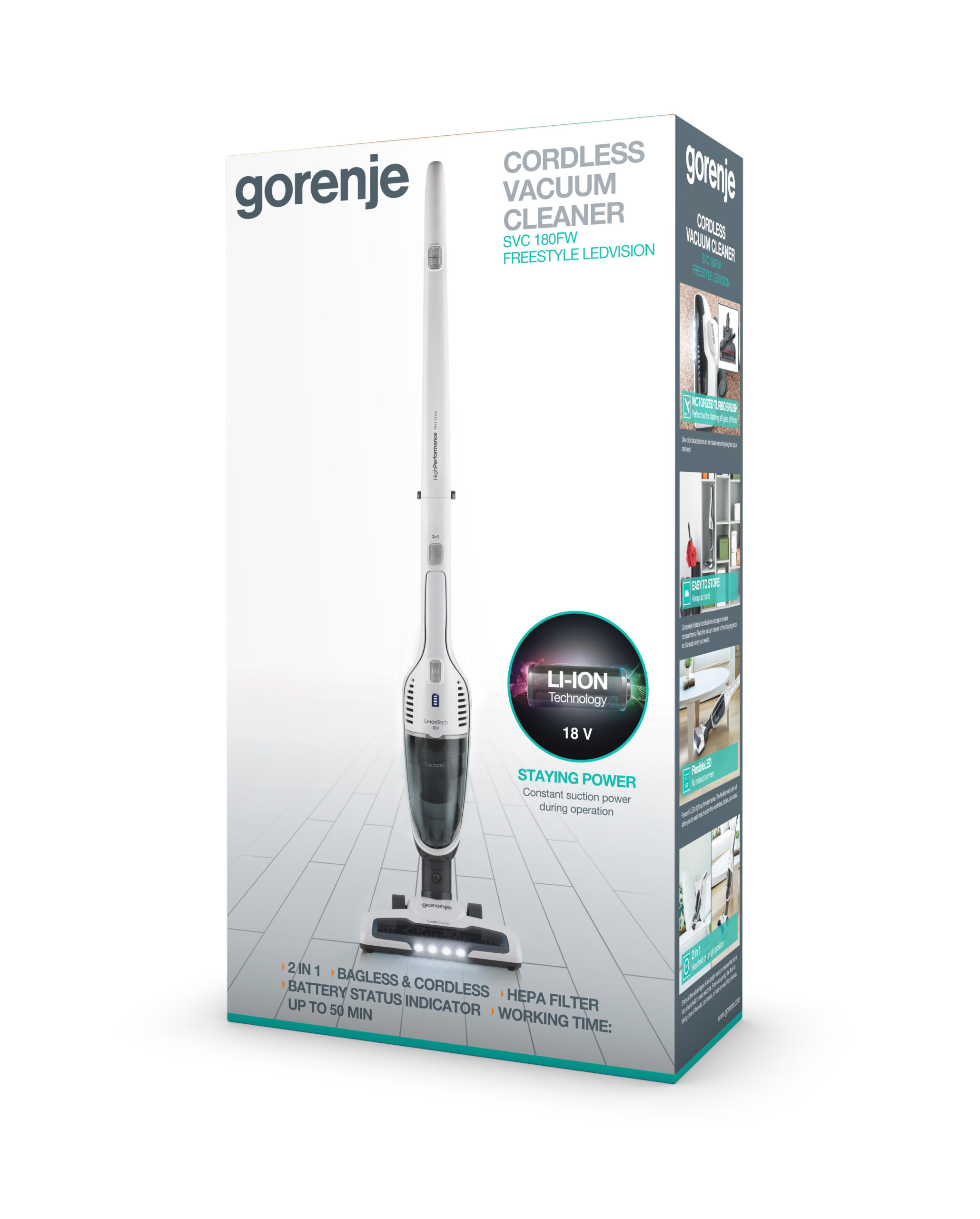 Gorenje | Vacuum cleaner | SVC180FW | Handstick 2in1 | Handstick | 18 V | Operating time (max) 50 min | White | Warranty 24 month(s) | Battery warranty 12 month(s) - Image 8