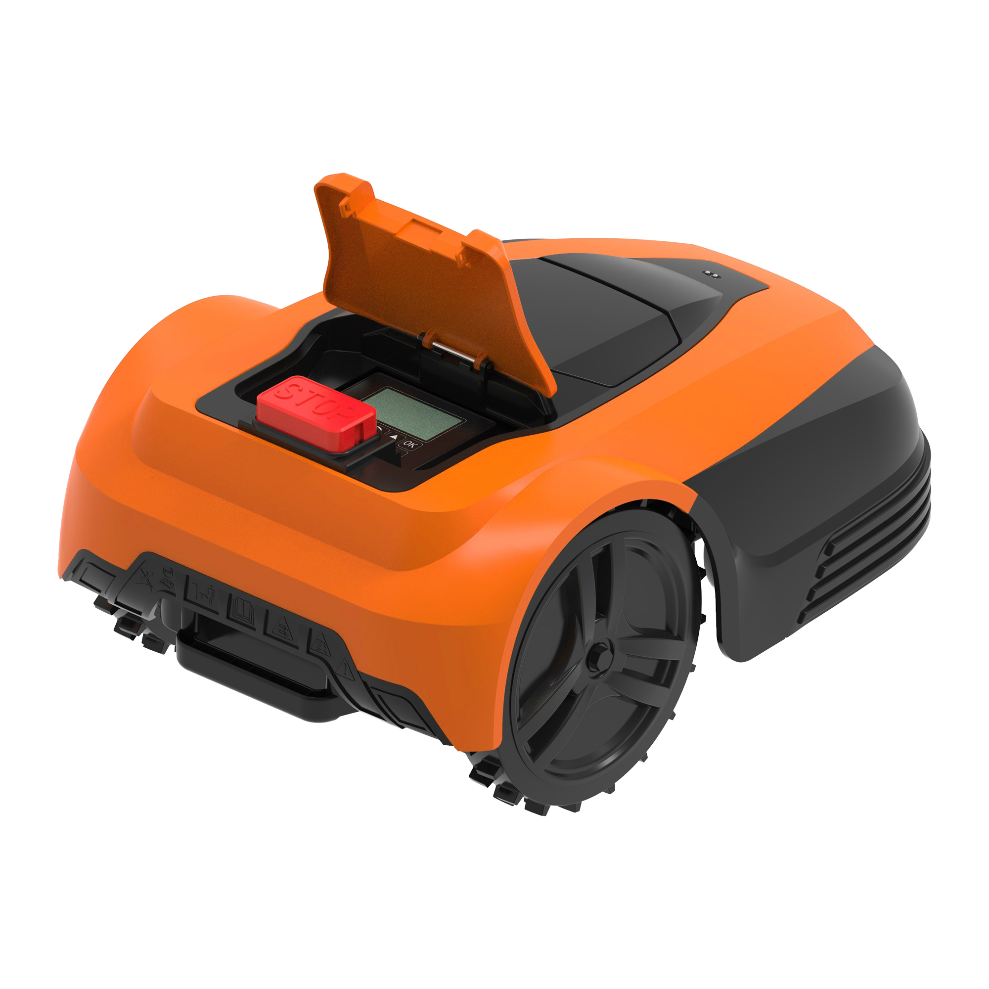 AYI | Robot Lawn Mower | A1 600i | Orange/Black | Mowing Area 600 m² | WiFi APP Yes (Android; iOs) | Working time 60 min | Brushless Motor | Maximum Incline 37 % | Speed 22 m/min | Waterproof IPX4 | 68 dB | 2600 mAh | 120 m boundary wire; 120 pcs. staples; 9 x Cutting blades; 2 x Distance Gauges; 1 x Charging Station, 10 x Cutting Blade Screws, 1 x 5 m Extension Cord, 4 x Nails For Fixing Charging Station, 1 x Allen Key - Image 5