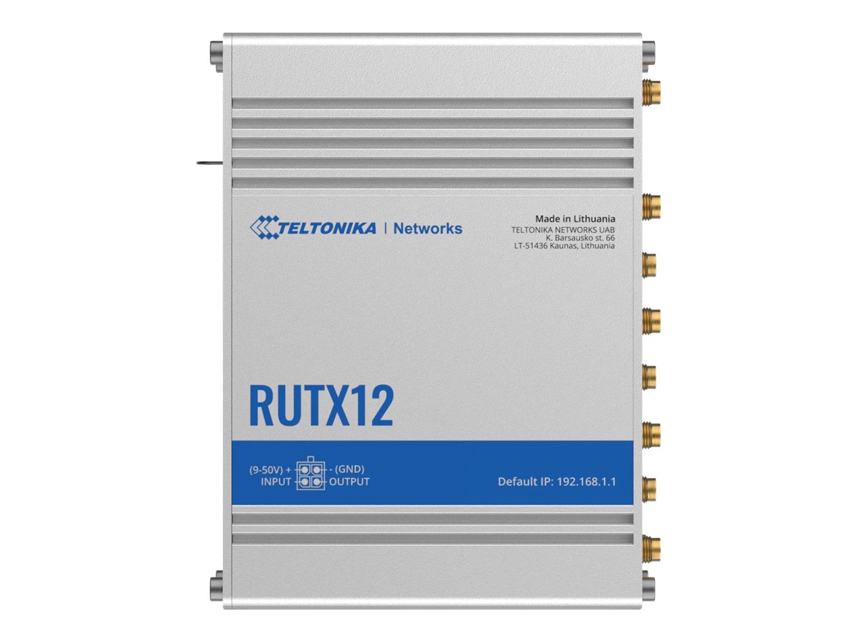 Dual LTE Cat 6 Router | RUTX12 | 802.11ac | 867 Mbit/s | 10/100/1000 Mbit/s | Ethernet LAN (RJ-45) ports 4 | Mesh Support No | MU-MiMO Yes | 4G | Antenna type 4xSMA for LTE, 2xRP-SMA for WiFi, 1xRP-SMA for Bluetooth, 1xSMA for GNNS | 1 x USB A - Image 4