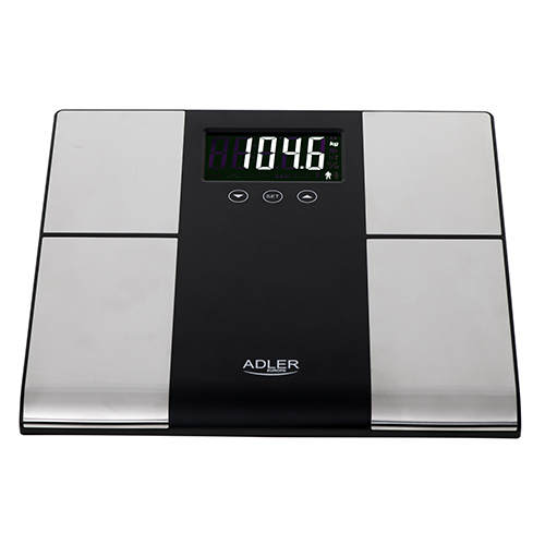 Adler | Bathroom scale with analyzer | AD 8165 | Maximum weight (capacity) 225 kg | Accuracy 100 g | Body Mass Index (BMI) measuring | Stainless steel/Black - Image 3