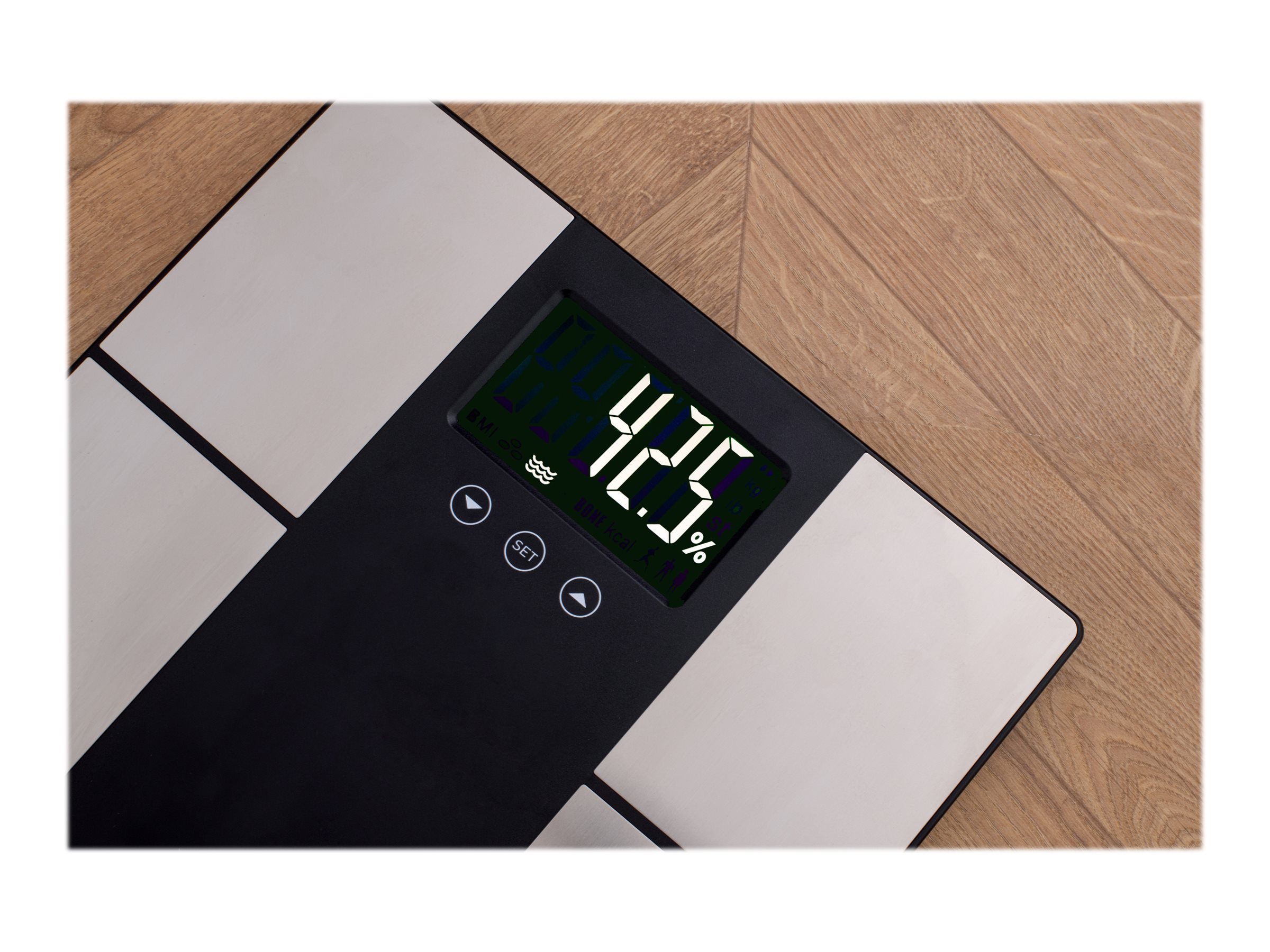 Adler | Bathroom scale with analyzer | AD 8165 | Maximum weight (capacity) 225 kg | Accuracy 100 g | Body Mass Index (BMI) measuring | Stainless steel/Black - Image 18
