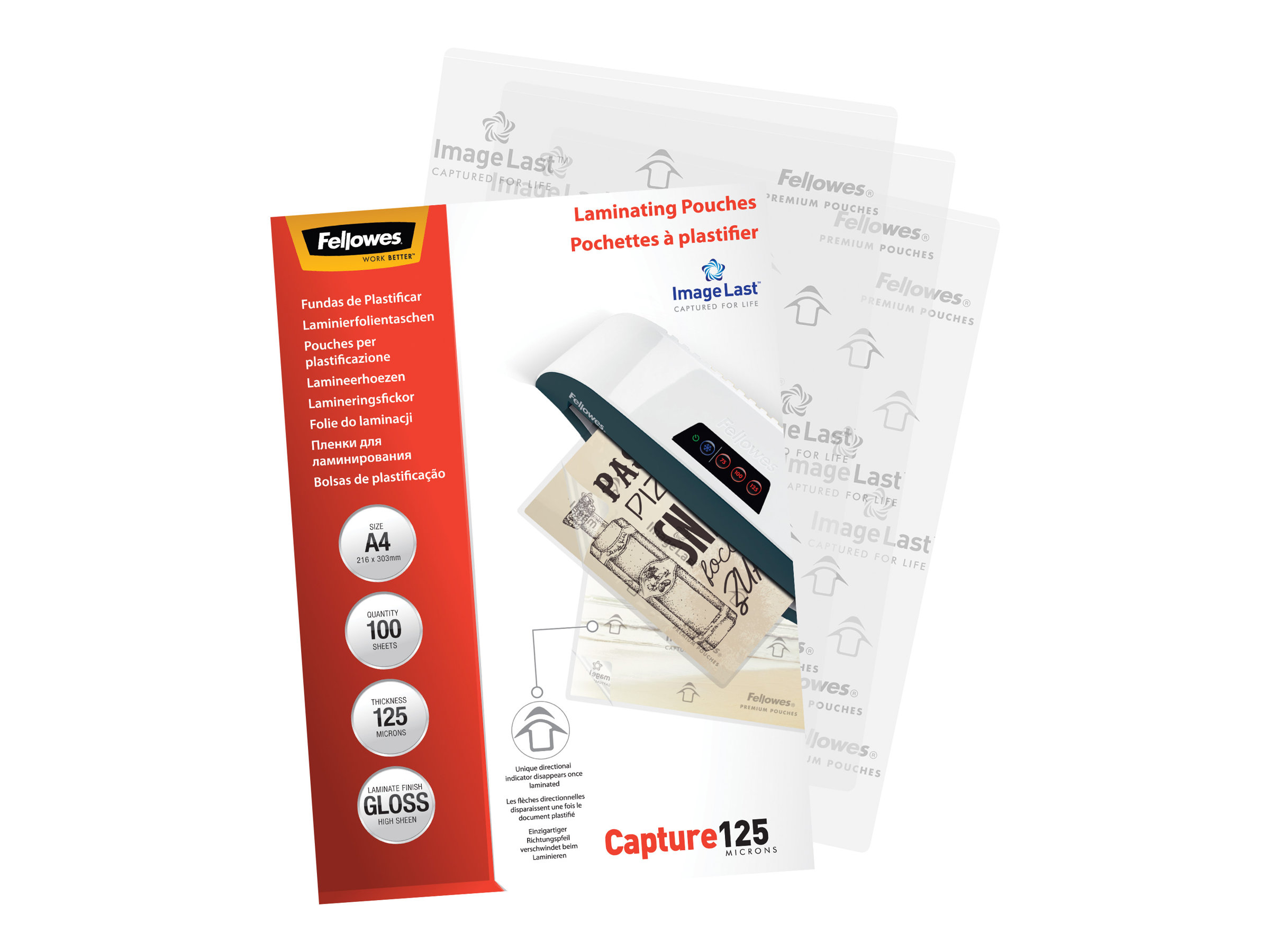 Fellowes | Laminating Pouch PREMIUM | A4 | Glossy | Thickness: 125 micron, Qty Per Pack: 100 pcs; Ideal for notices, craft materials, signage and frequently handled documents; Compatible with all laminator brands - Image 3