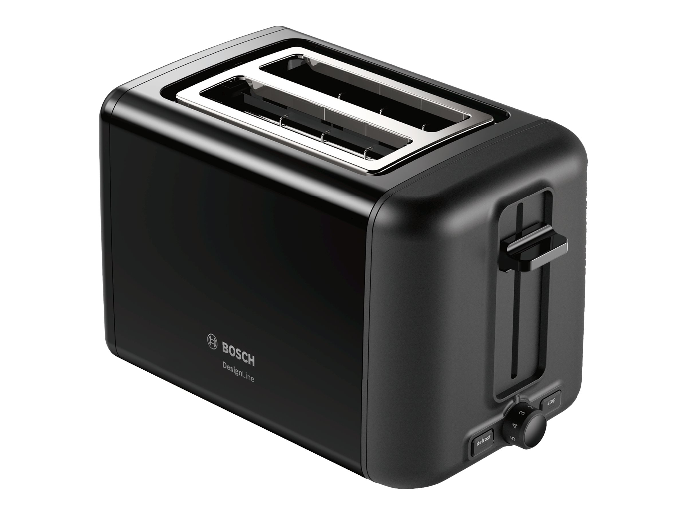 Bosch | DesignLine Toaster | TAT3P423 | Power 970 W | Number of slots 2 | Housing material Stainless steel | Black - Image 2