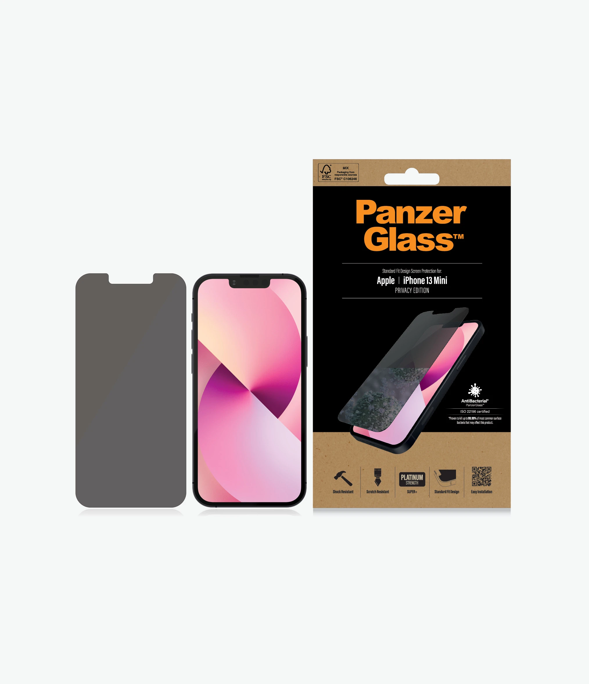 PanzerGlass | Apple | iPhone 13 Mini | Tempered glass | Black | Crystal clear; Resistant to scratches and bacteria; Shock absorbing; Easy to install | Privacy Screen Protector - Image 3