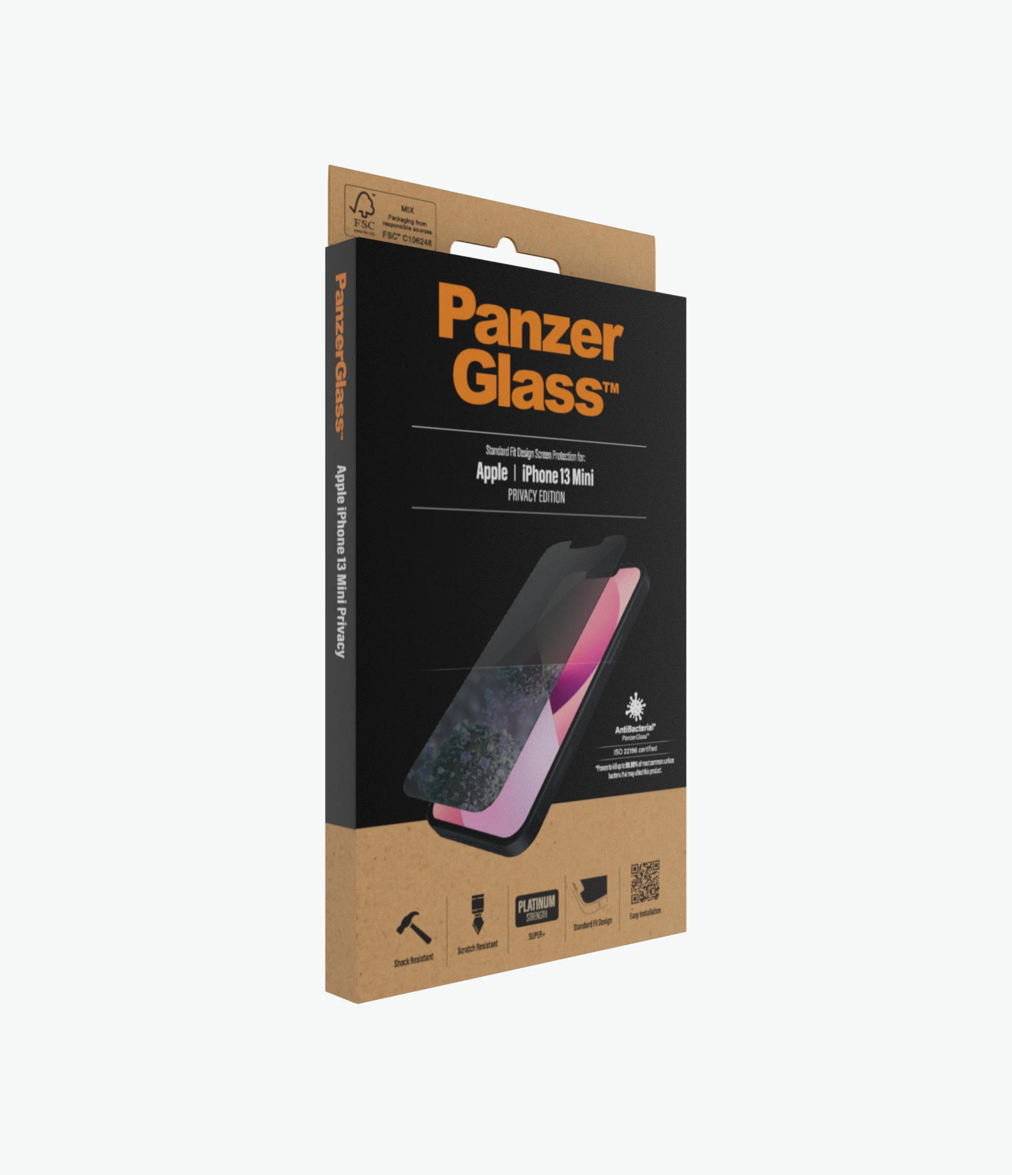 PanzerGlass | Apple | iPhone 13 Mini | Tempered glass | Black | Crystal clear; Resistant to scratches and bacteria; Shock absorbing; Easy to install | Privacy Screen Protector - Image 5