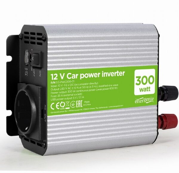 EnerGenie | 12 V Car power inverter, 300 W | EG-PWC300-01