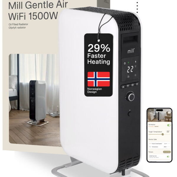 Mill | Heater | OIL1500WIFI3 GEN3 | Oil Filled Radiator | 1500 W | Number of power levels 3 | Suitable for rooms up to 25 m² | White/Black