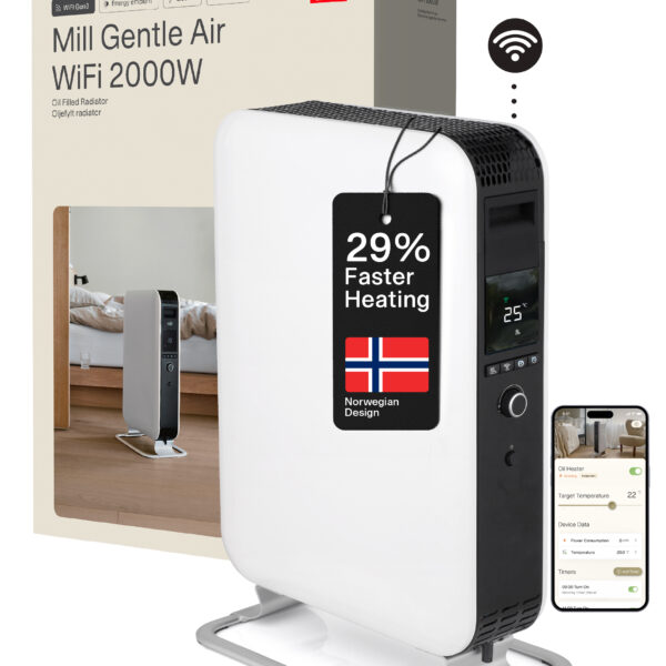 Mill | Heater | OIL2000WIFI3 GEN3 | Oil Filled Radiator | 2000 W | Number of power levels 3 | Suitable for rooms up to 24 m² | White/Black