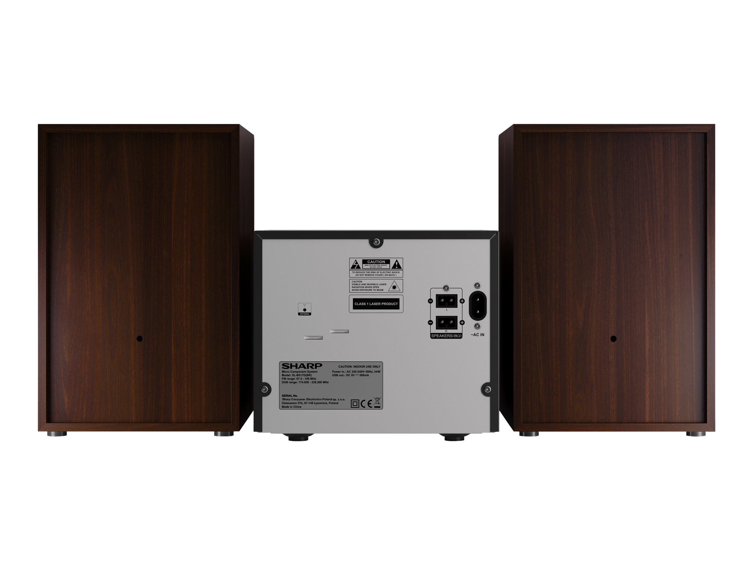 Sharp | Hi-Fi Micro System | XL-B517D(BR) | Brown | USB port | AUX in | Bluetooth | CD player | FM radio | Wireless connection - Image 10