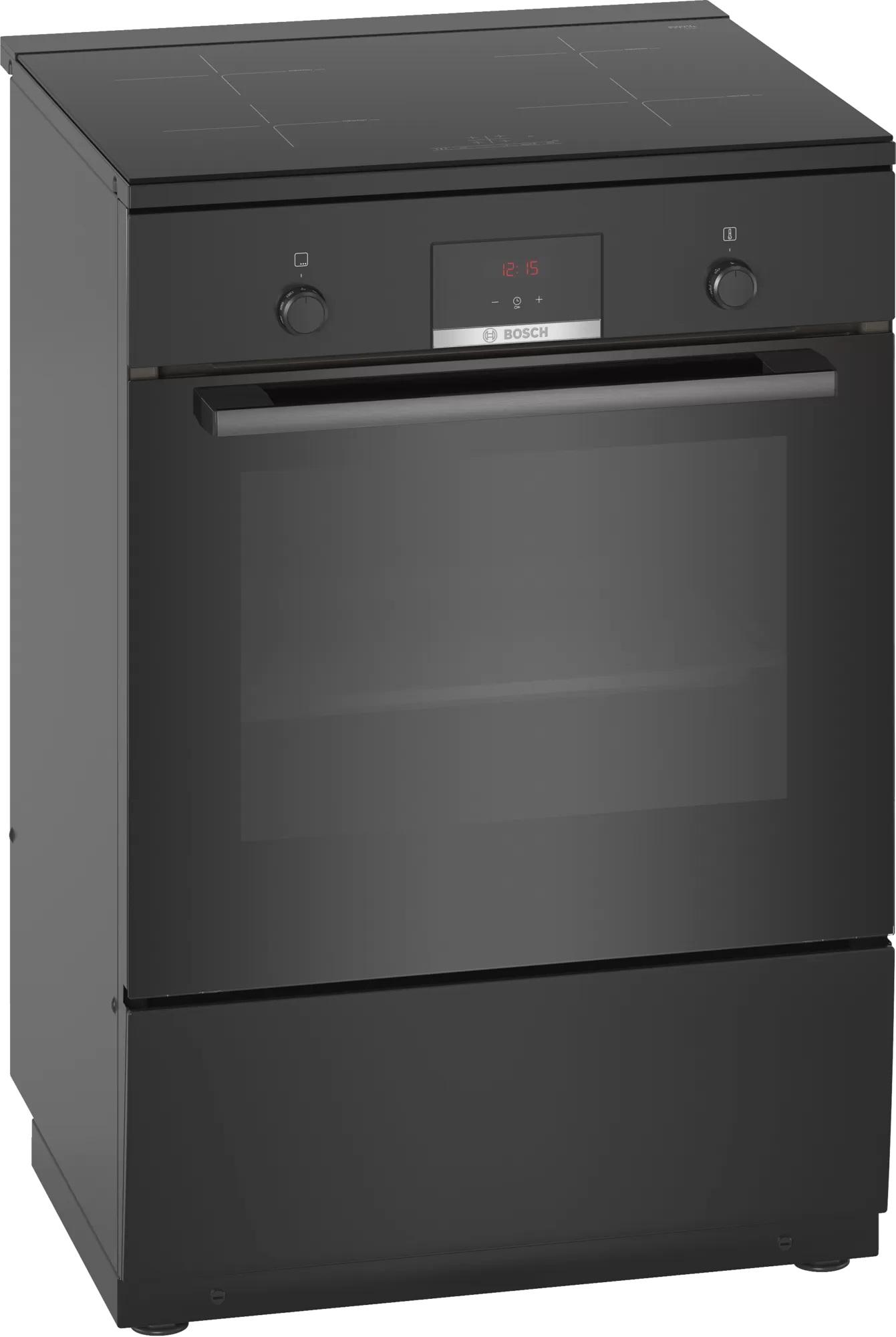 Bosch | Cooker | HLN39A060U | Hob type Induction | Oven type Electric | Black | Width 60 cm | Grilling | Red LED | Depth 60 cm | 66 L - Image 2