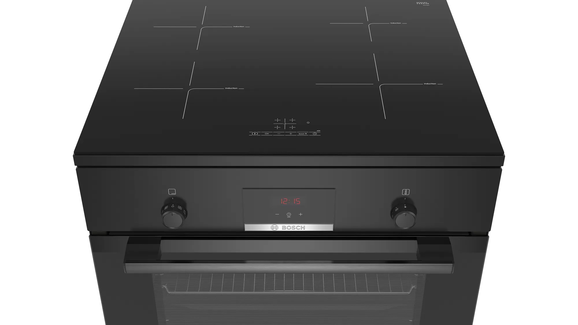 Bosch | Cooker | HLN39A060U | Hob type Induction | Oven type Electric | Black | Width 60 cm | Grilling | Red LED | Depth 60 cm | 66 L - Image 4