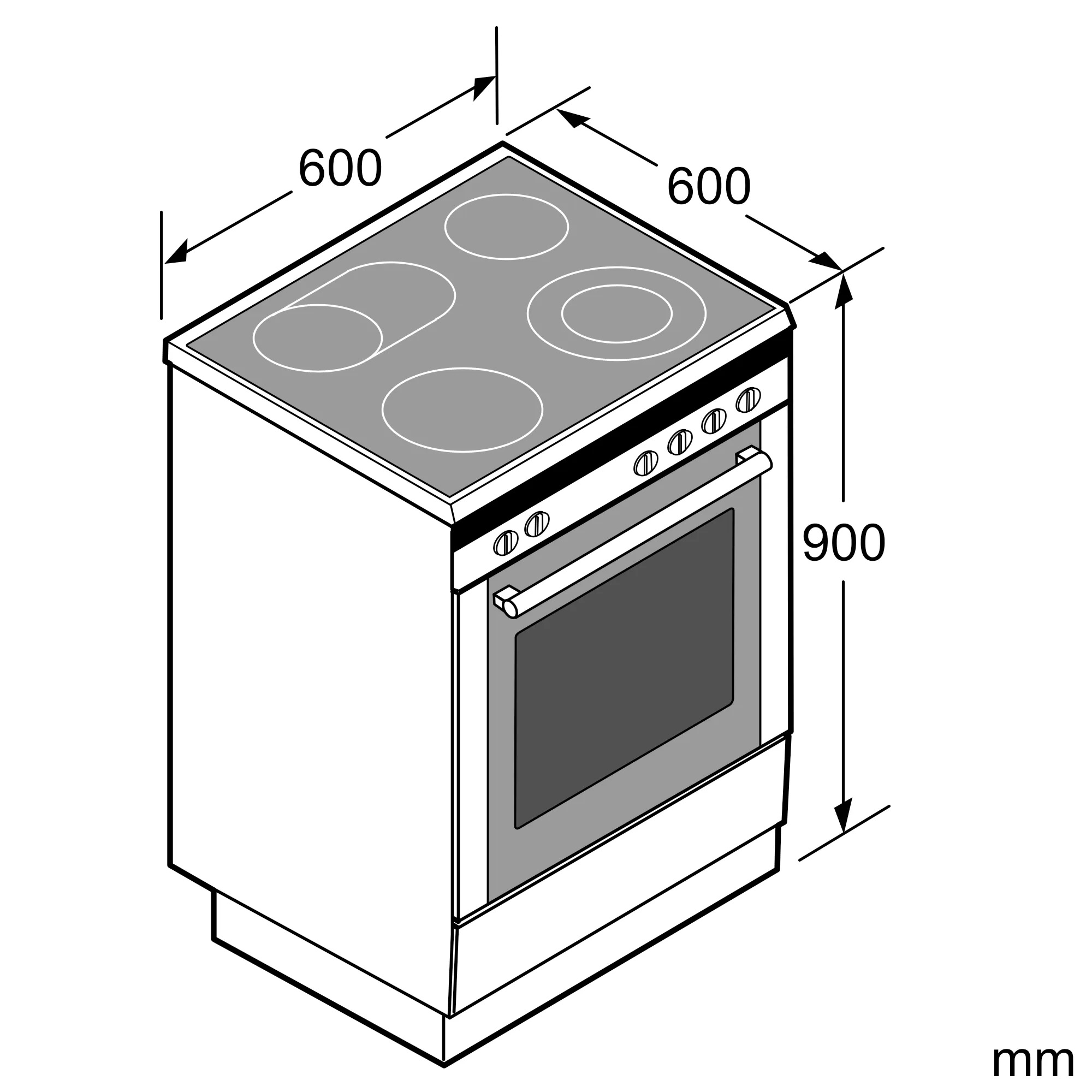 Bosch | Cooker | HLN39A060U | Hob type Induction | Oven type Electric | Black | Width 60 cm | Grilling | Red LED | Depth 60 cm | 66 L - Image 13