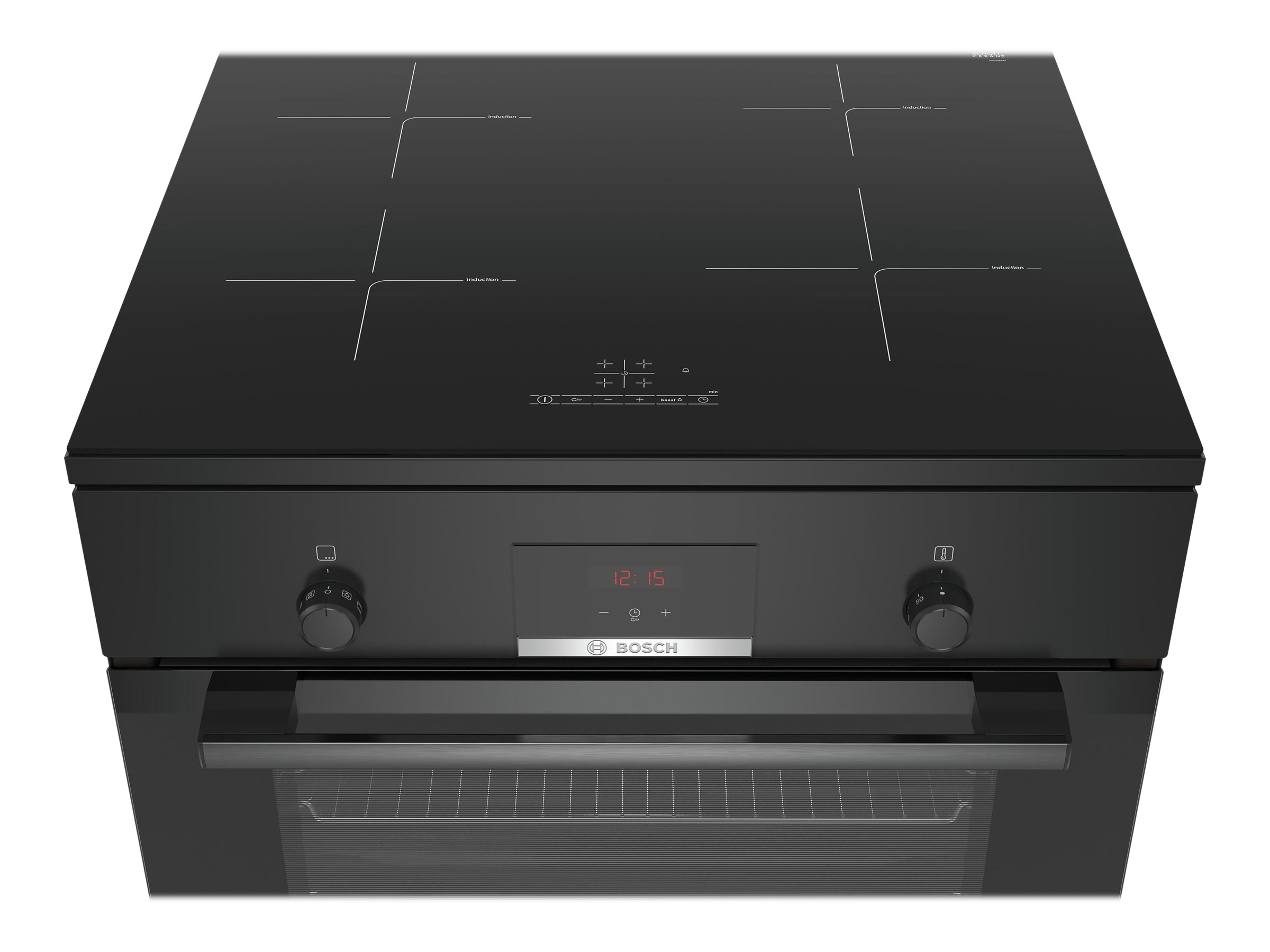 Bosch | Cooker | HLN39A060U | Hob type Induction | Oven type Electric | Black | Width 60 cm | Grilling | Red LED | Depth 60 cm | 66 L - Image 3