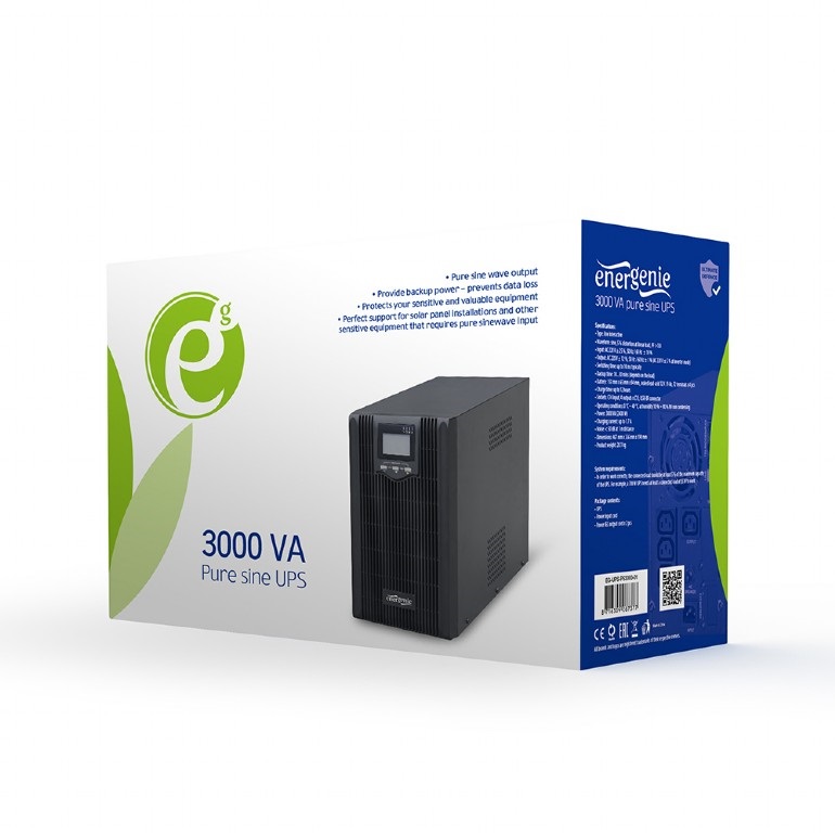 EnerGenie | 3000VA pure sine wave UPS | EG-UPS-PS3000-01 LCD display, USB, | 3000 VA | 2400 W - Image 6