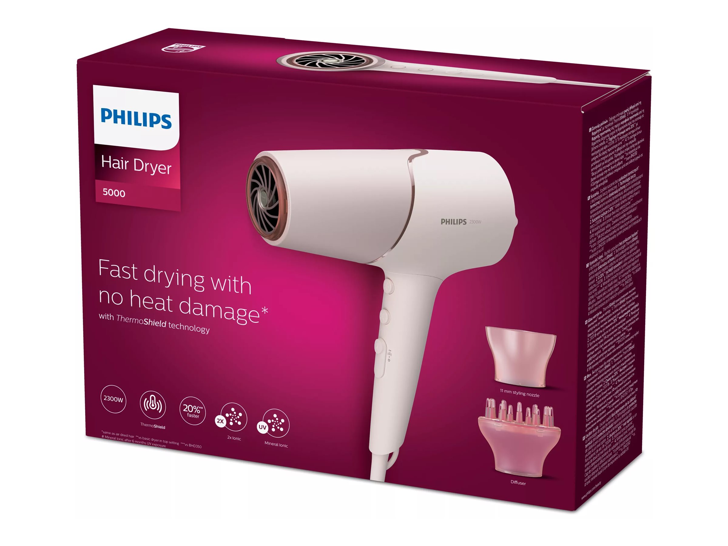 Philips | Hair Dryer | BHD530/00 | 2300 W | Number of temperature settings 6 | Ionic function | Pink - Image 5