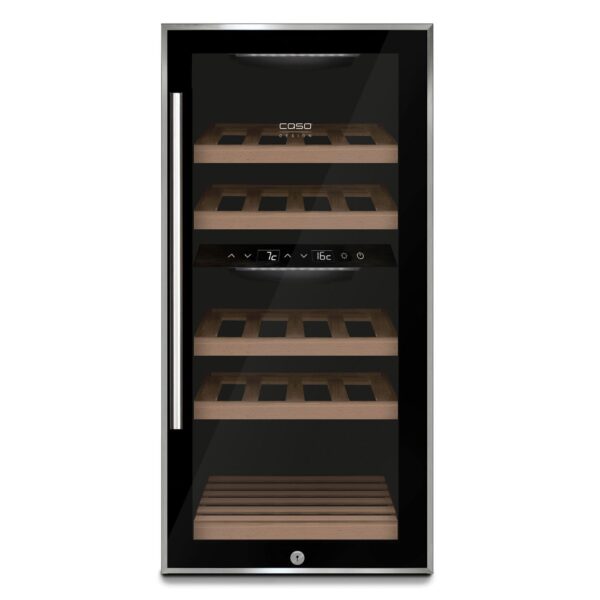 Caso | Wine cooler | WineComfort 24 | Energy efficiency class G | Showcase | Bottles capacity 24 bottles | Cooling type Compressor technology | Black