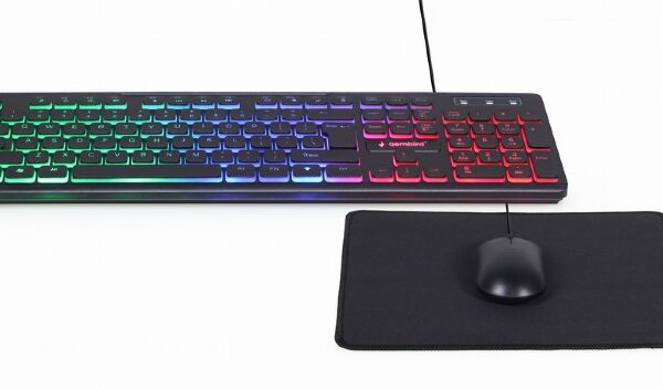 Gembird | 3-in-1 Backlight Desktop Set | KBS-UML-01 | Keyboard, Mouse and Pad Set | Wired | Mouse included | US | Black