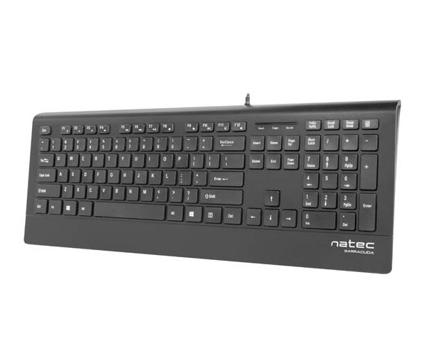 Natec Keyboard, Barracuda, US Layout, Slim | Natec | Keyboard | Barracuda | Standard | Wired | US | Black | 529 g