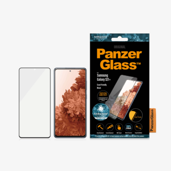 PanzerGlass | Samsung | Galaxy S21+ Series | Antibacterial glass | Black | Case Friendly | Antifingerprint screen protector