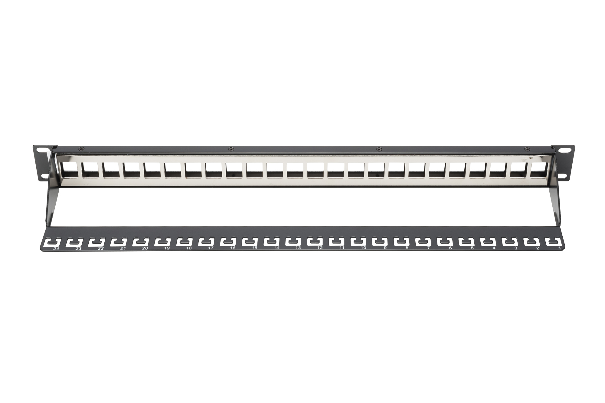 Digitus | Modular Patch Panel | DN-91411 | Black | Layout Keystone Entry: Straight; Area of application: 483 mm (19") cabinet; Suitable for 483 mm (19") cabinet mounting; Housing material: 1.5 mm SPCC cold rolled stell sheet, powder-coated; Ports: 24 - Image 3