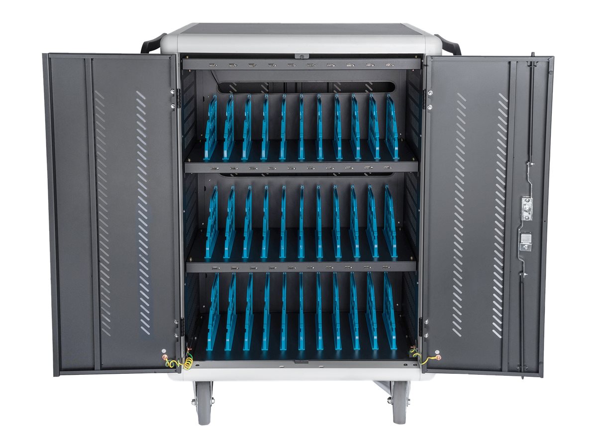 Digitus | Black | Charging Trolley 30 Notebooks / Tablets up to 16" | Pressure lock system with swiveling lever handle on the front and back door, lockable; Safety plug socket with switch on the side - Image 6