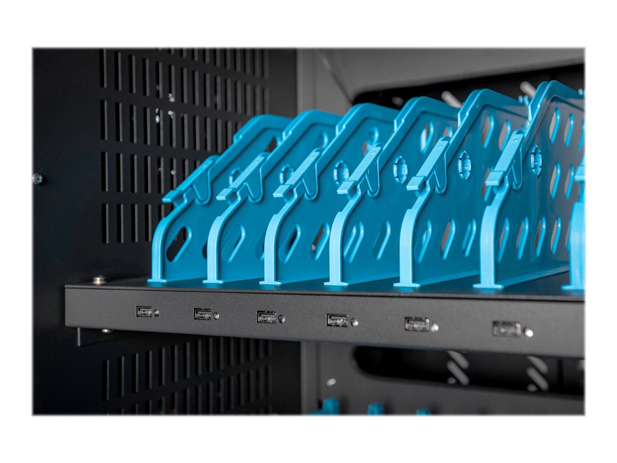 Digitus | Black | Charging Trolley 30 Notebooks / Tablets up to 16" | Pressure lock system with swiveling lever handle on the front and back door, lockable; Safety plug socket with switch on the side - Image 14