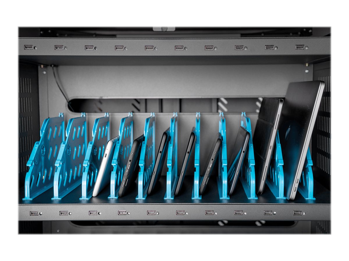 Digitus | Black | Charging Trolley 30 Notebooks / Tablets up to 16" | Pressure lock system with swiveling lever handle on the front and back door, lockable; Safety plug socket with switch on the side - Image 21