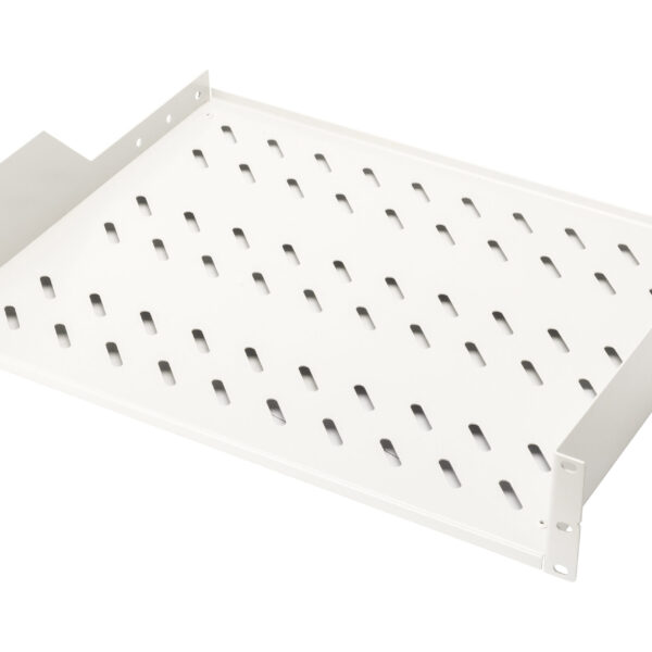 Digitus | Fixed Shelf for Racks | DN-97610 | Perfect for storage of components which are not 483 mm (19”) suitable; Slim design which takes space of 2 height units; Easy and quick to mount or dismount; Load capacity: 25 kg; Dimensions: 88 x 482 x 349 mm | White