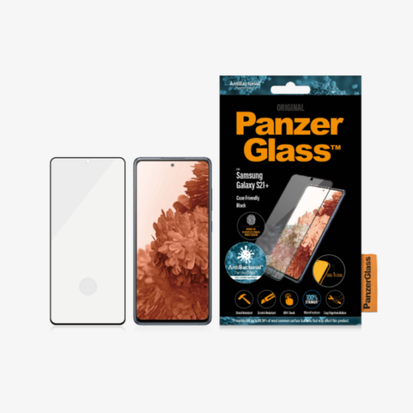 PanzerGlass | Samsung | Galaxy S21+ Series | Antibacterial glass | Black | Case Friendly, Compatible with the in-screen fingerprint reader | Antifingerprint screen protector