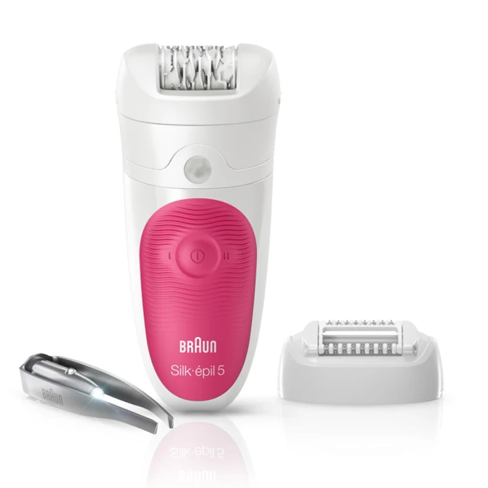 Braun | Epilator | Silk-épil 5 SE5500 | Operating time (max) 30 min | Bulb lifetime (flashes) Not applicable | Number of power levels 1 | Wet & Dry | White/Pink - Image 2