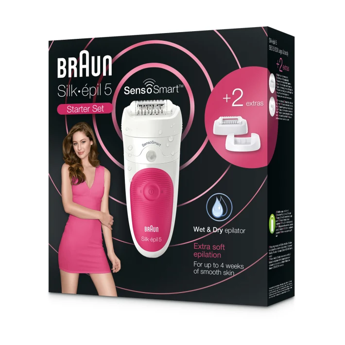 Braun | Epilator | Silk-épil 5 SE5500 | Operating time (max) 30 min | Bulb lifetime (flashes) Not applicable | Number of power levels 1 | Wet & Dry | White/Pink - Image 3
