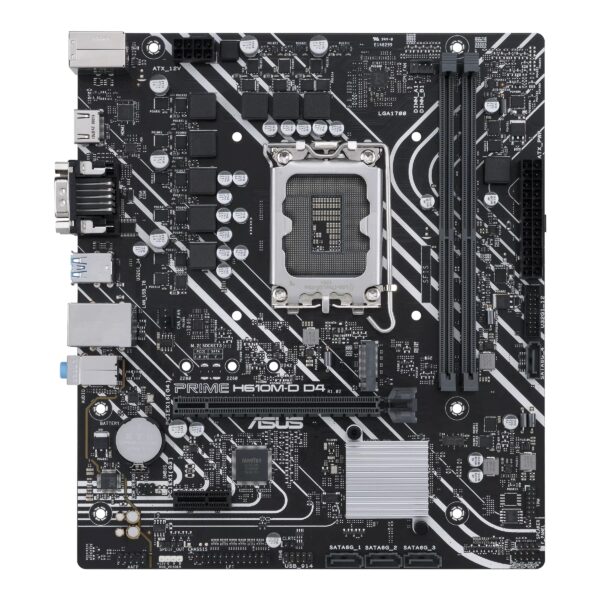 Asus | PRIME H610M-D D4 | Processor family Intel | Processor socket  LGA1700 | DDR4 DIMM | Memory slots 2 | Supported hard disk drive interfaces SATA, M.2 | Number of SATA connectors 4 | Chipset Intel H610 | mATX