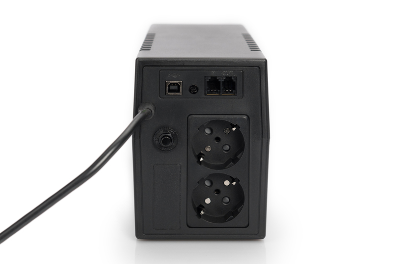 Digitus | Line-Interactive UPS | Line-Interactive UPS DN-170063, 600VA, 360W, 1x 12V/7Ah battery, 2x CEE 7/7 outlet, 2x RJ-11, 1x USB 2.0 type B, LED, Simulated Sine Wave, 298x101x142mm, 4.35kg | 600 VA | 360 W - Image 5