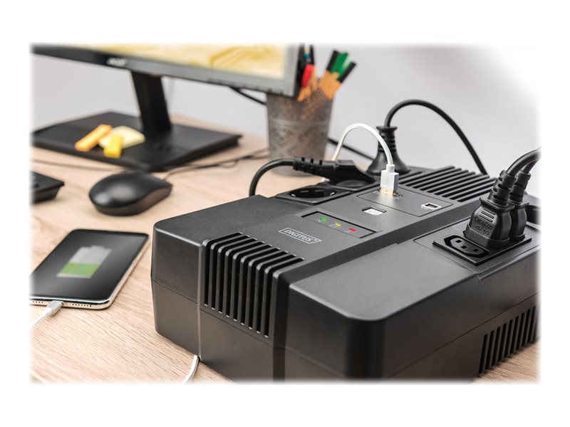 Digitus | All-in-One UPS | All-in-One UPS, 600VA/360W, LED 12V/7Ah x1, 4x CEE 7/7,3x IEC C13, USB, RJ45 | 600 VA | 360 W - Image 12
