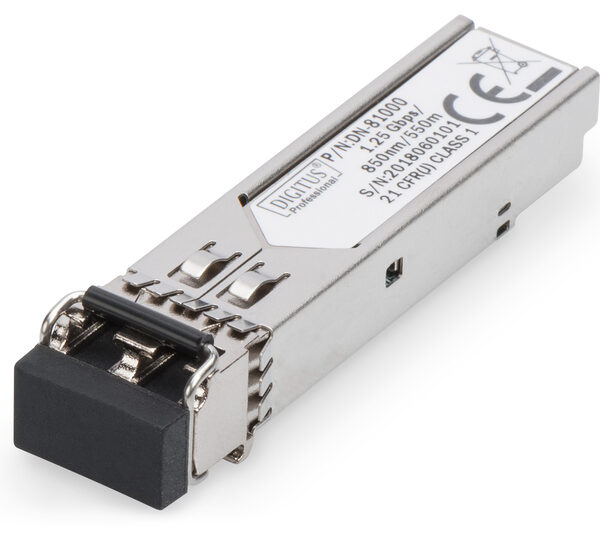 Digitus | Mini SFP Module | DN-81000 | 50-62.5/125 μm MMF (Multi-Mode Fiber) | Multimode LC Duplex Connector | 1250 Mbit/s | Wavelength 850 nm | Maximum transfer distance 550 m