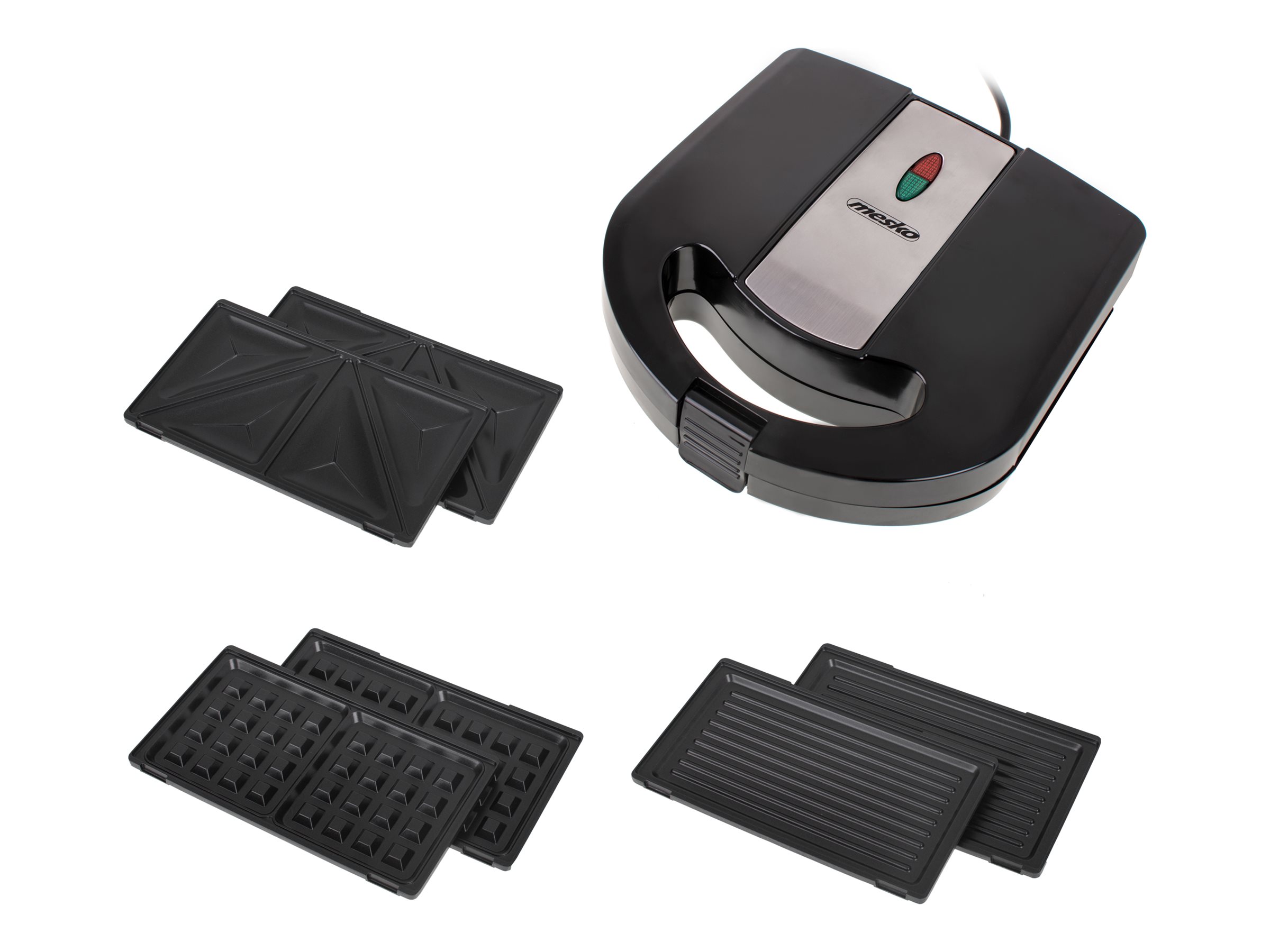 Mesko | Sandwich maker 3 in 1 | MS 3045 | 750 W | Number of plates 3 | Number of pastry 2 | Black/Silver - Image 2
