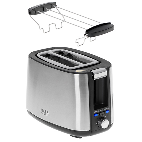 Adler | Toaster | AD 3214 | Power 750 W | Number of slots 2 | Housing material Stainless steel | Silver - Image 5
