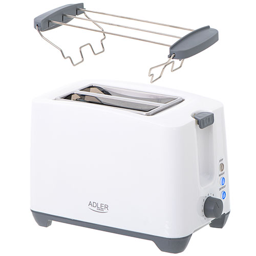 Adler | Toaster | AD 3216 | Power 750 W | Number of slots 2 | Housing material Plastic | White - Image 3