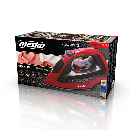 Mesko | Iron | MS 5031 | Steam Iron | 2400 W | Continuous steam 40 g/min | Steam boost performance 70 g/min | Red/Black - Image 6