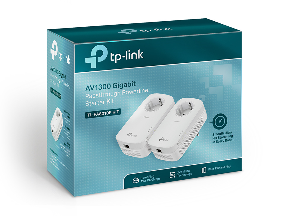 TP-LINK | AV1300 Gigabit Passthrough Powerline Starter Kit | TL-PA8010P KIT | 1300 Mbit/s | Ethernet LAN (RJ-45) ports 1 | No Wi-Fi | Extra socket - Image 5