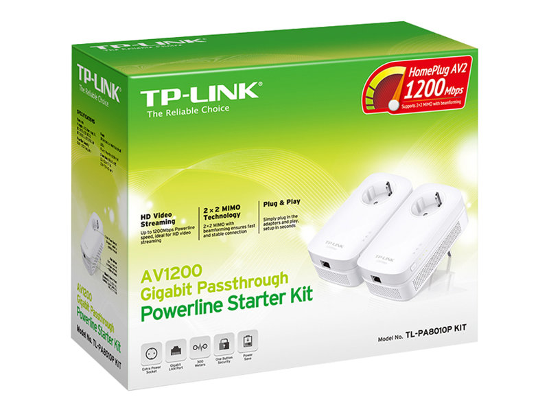 TP-LINK | AV1300 Gigabit Passthrough Powerline Starter Kit | TL-PA8010P KIT | 1300 Mbit/s | Ethernet LAN (RJ-45) ports 1 | No Wi-Fi | Extra socket - Image 6