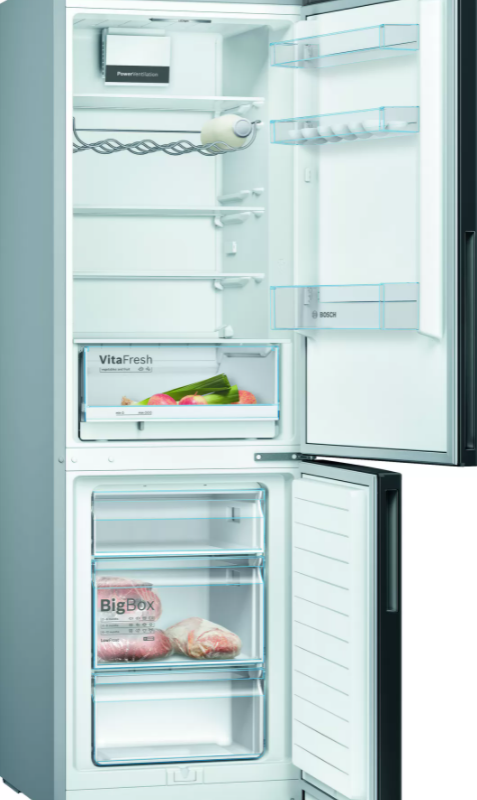 Bosch | Refrigerator | KGV36VBEAS | Energy efficiency class E | Free standing | Combi | Height 186 cm | Fridge net capacity 214 L | Freezer net capacity 94 L | 39 dB | Black - Image 3