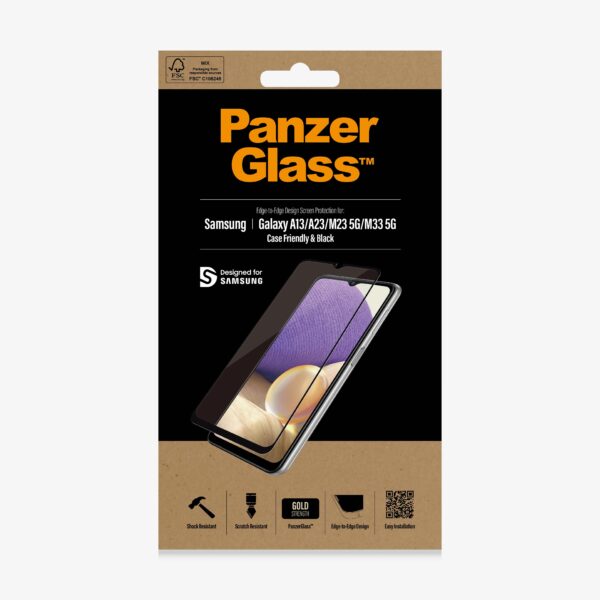 PanzerGlass | Screen protector | Samsung | Galaxy A13/M23 5G/M33 5G | Glass | Black | Case Friendly